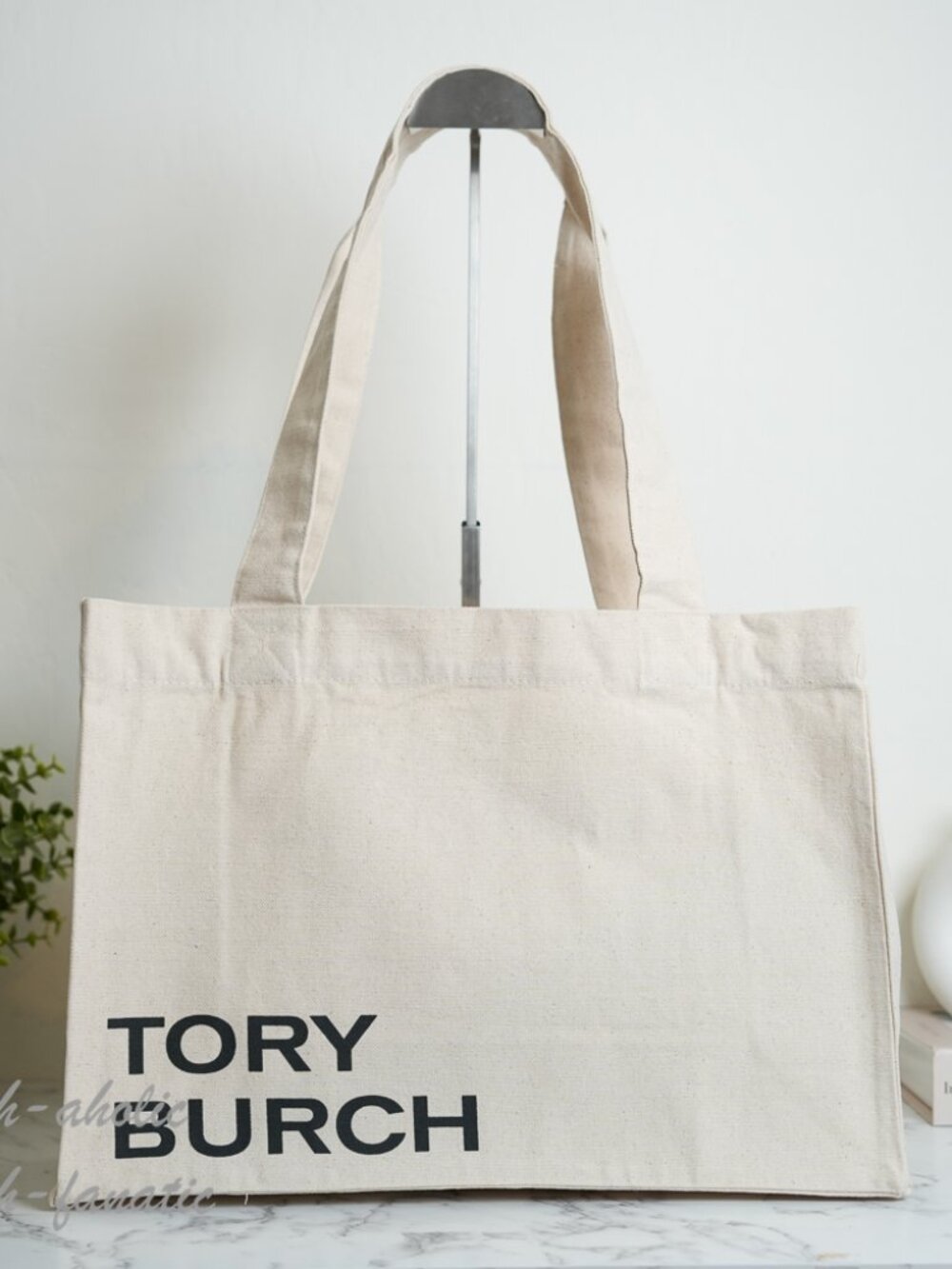 Tory Burch 100% Natural Cotton Logo Tote Shopping Bag